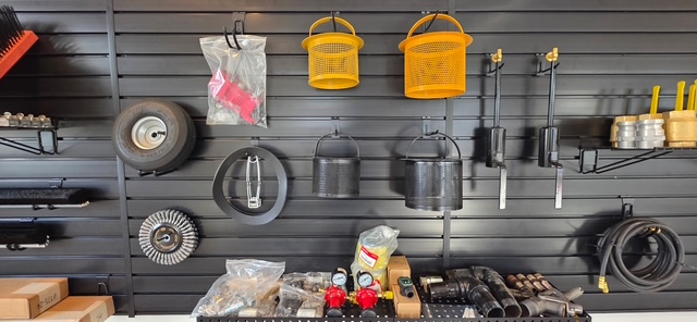 Contractor supply wall with parts and accessories