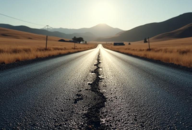 Gravel subdivision road after a metered dust control application with a bound surface