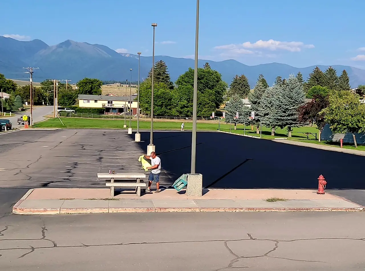 Elementary School Parking Lot — Sealcoat Application in Montana by Summit Surface Partners
